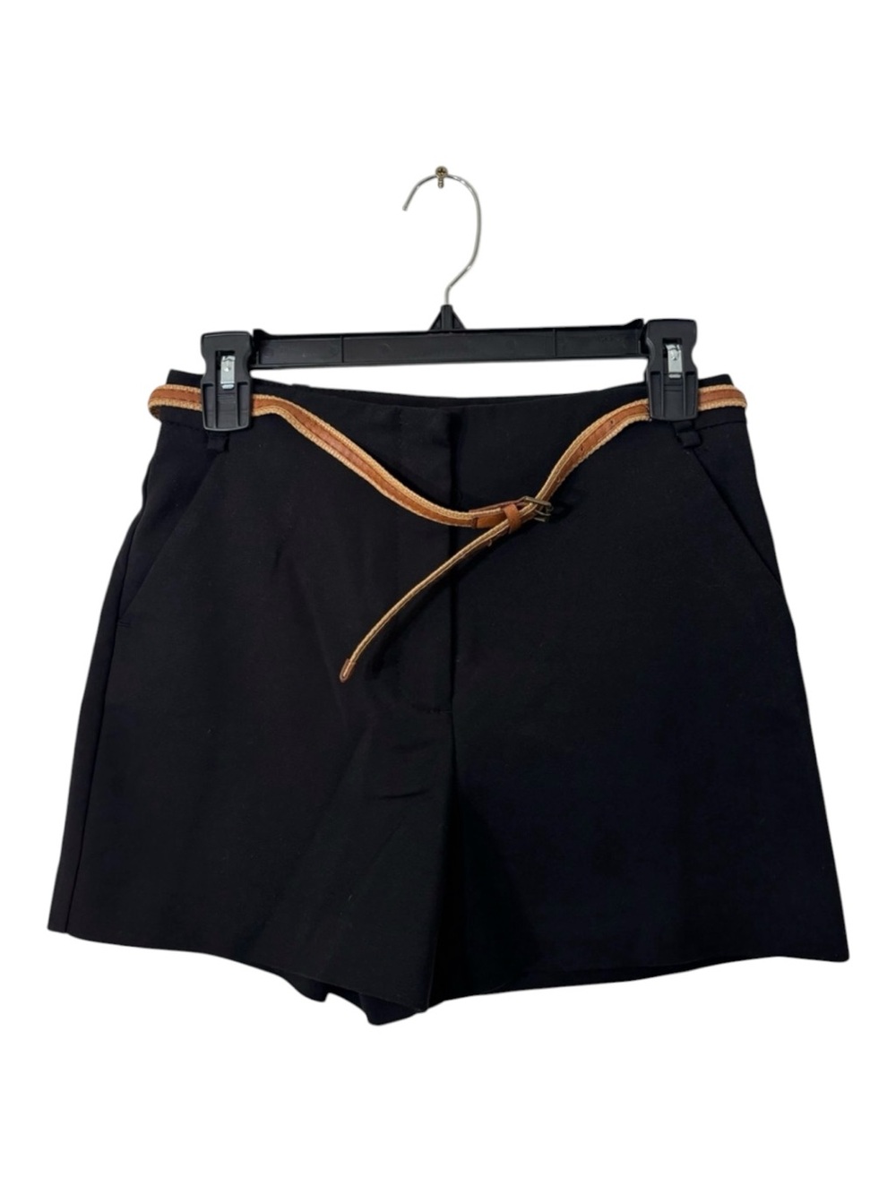 ZARA Basic Black High Waist Tailored Shorts With Belt Women’s Size Small